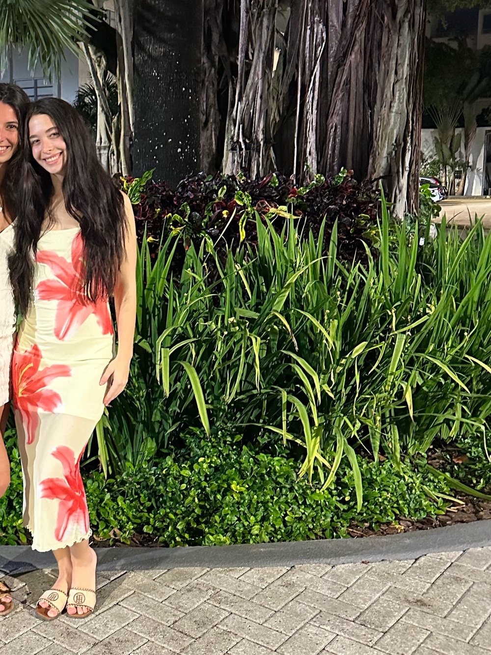 Yellow maxi dress with pink floral print